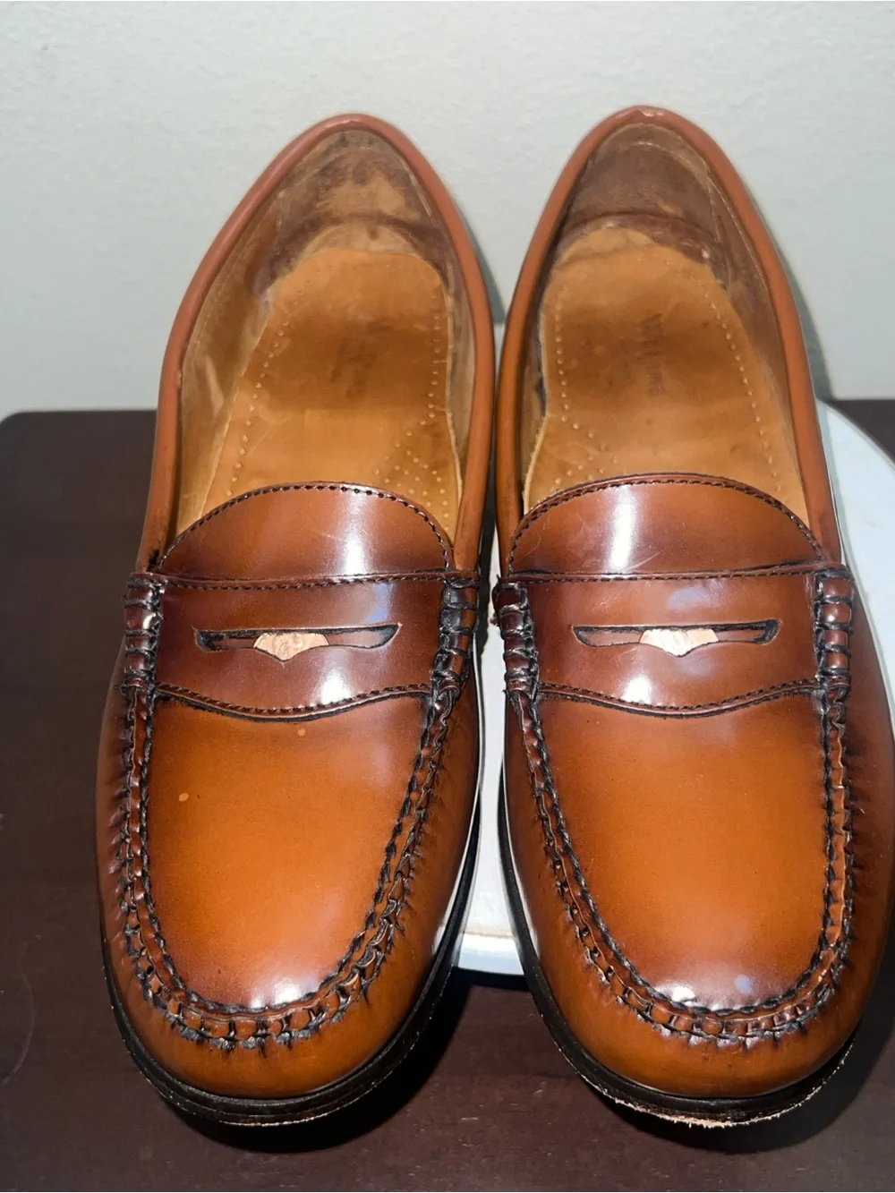 GH Bass&Co Tan Leather Academia Business Casual Preppy Loafers Sz 10
